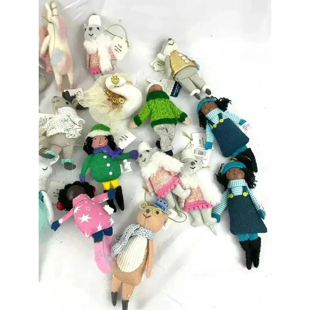Lot of 27 Plush Dressed Animals Christmas Fabric Ornaments Train‎ Llama Bear